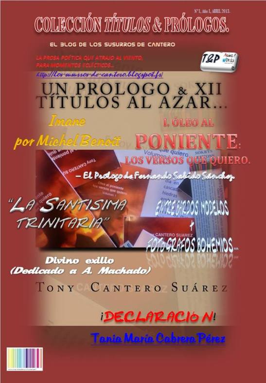 UN PROLOGO & XII TÍTULOS AL AZAR… del N° I año I, Abril 2013 de la revista literario-publicitaria T&P COLECCIÓN TÍTULOS & PRÓLOGOS Front Cover